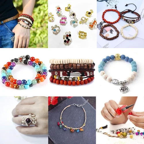 Vista 8 de YUGDRUZY Kit de suministros para hacer joyas, 2831 piezas, kit de fabricación de pulseras, herramienta de reparación con alicates de joyería