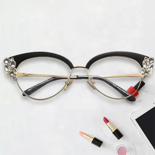 Vista 2 de Zeelool Gafas de bloqueo de luz azul con diamantes de imitación de gran tamaño Hearn VFX0060 para mujer, Negro