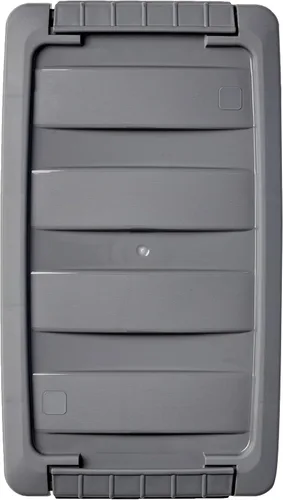 Vista 3 de Amazon Basics Contenedores de almacenamiento de plástico con tapas de cierre seguro, cubos organizadores apilables, transparente/gris, 5 cuartos