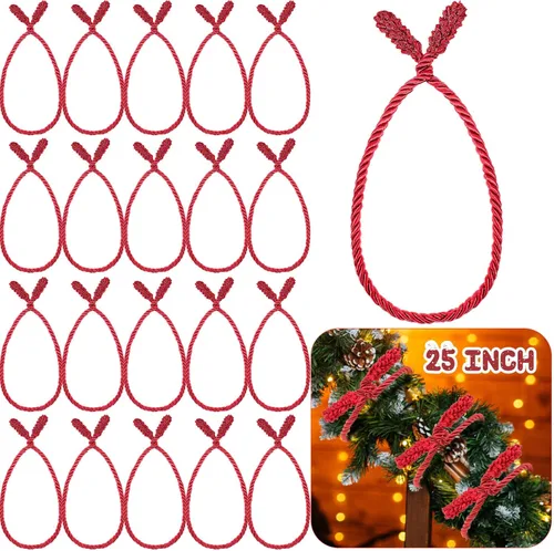 Vista 14 de Zhengmy 20 Piezas Lazos para Guirnalda de Navidad Extra Largos de 25 Pulgadas, Lazos Decorativos Retorcidos de Navidad para Barandilla