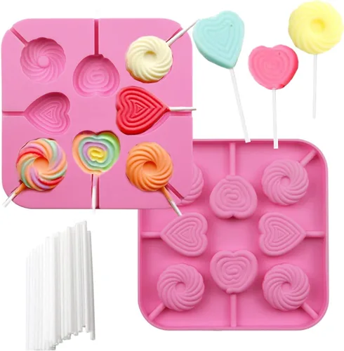 Vista 8 de 2 moldes de caramelo para piruletas de Navidad, 8 cavidades, moldes de silicona para piruletas de chocolate, incluye Papá Noel, árbol de Navidad