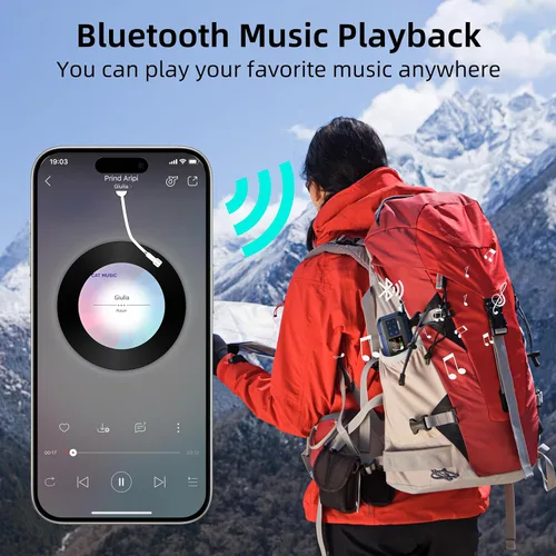 Vista 5 de Radio de emergencia portátil con AM FM NOAA, altavoz Bluetooth, batería recargable de 2000 mAh, carga solar de manivela USB-C, calidad de sonido Azul