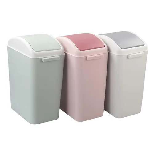 Vista 7 de Kekow Cubo de basura de plástico pequeño de 4.5 galones, cubo de basura con tapa oscilante, color azul