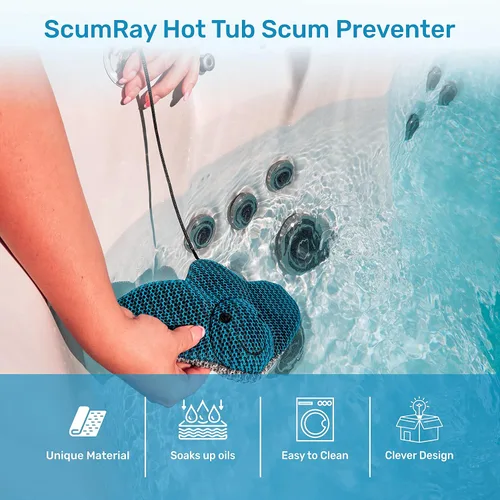 Vista 4 de ScumRay Paquete doble de absorción de suciedad para bañera de hidromasaje, absorbente de suciedad reutilizable para bañera de hidromasaje que