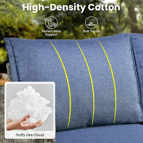 Vista 6 de ovios Juego de muebles de patio de 3 piezas para exteriores con otomanas, sofá de ratán de mimbre con reposapiés, cómodos cojines, sofás para todo