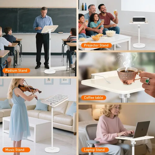 Vista 8 de Soporte para libros de pie 2 en 1, soporte plegable para libros para lectura con clips de página, altura ajustable de 19 a 51 pulgadas, soporte