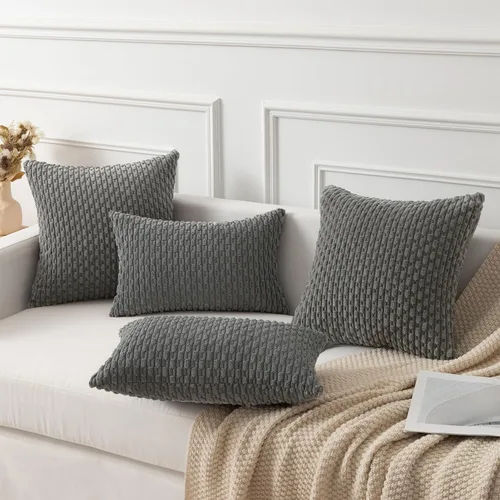 Vista 337 de Kevin Textile - Juego de 2 fundas de almohada decorativas de pana suave, estilo bohemio, a rayas, decoración del hogar para sofá, cama, sofá y sala