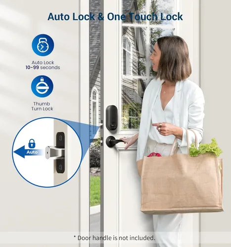 Vista 4 de Veise Cerradura de puerta de entrada sin llave, cerrojo electrónico para teclado, entrada con llave, bloqueo automático, contraseña antimirada