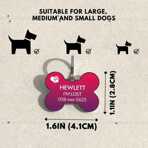 Vista 5 de Etiquetas para perros con código QR personalizadas para mascotas, etiquetas de identificación de perro personalizadas, visualización de perfil