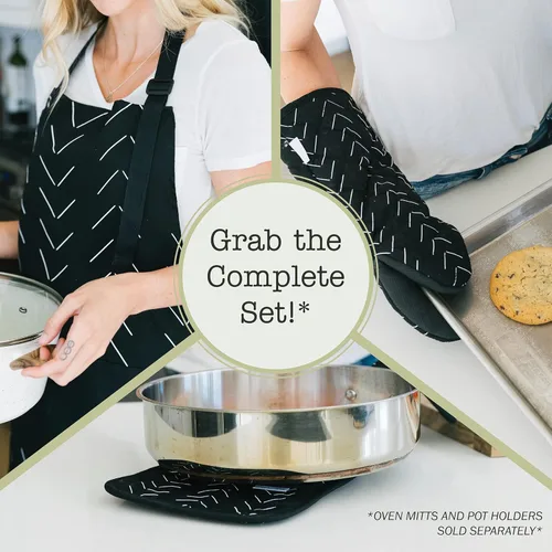 Vista 7 de Adjustable Designer Kitchen Apron for Adults Cotton Cooking Apron with Pockets and Adjustable Neck Buckle