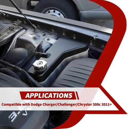 Vista 7 de Cubierta del tanque de refrigerante compatible con Dodge Charger 2011-2023, para Dodge Challenger 2011-2023, para Chrysler 300c 2011-2023