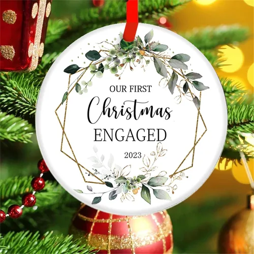 Vista 3 de JUPPE Regalos de compromiso, nuestro primer adorno de compromiso de Navidad 2025, regalo de decoración de compromiso de boda para prometida