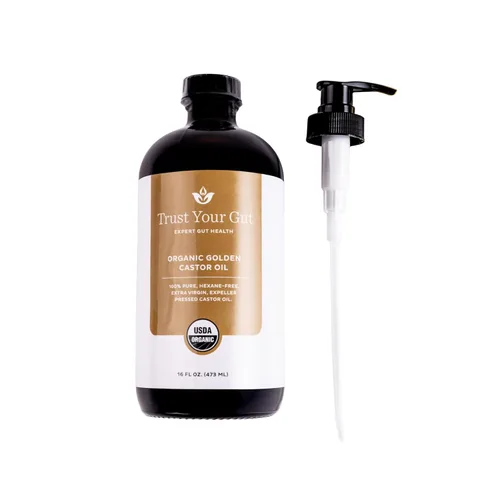 Vista 10 de Trust Your Gut Organic Castor Oil Detox Bundle – 4oz Cold-Pressed Golden Castor Oil + 10pc Reusable Organic Cotton Wrap Set for Colon Cleansing, Gut