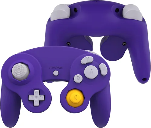 Vista 4 de eXtremeRate Placa frontal morada para Nintendo Gamecube Controller, cubierta de repuesto de agarre suave al tacto con botones para controlador