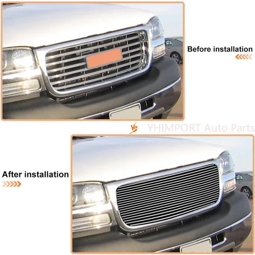 Vista 6 de Inserto de parrilla de aluminio pulido para GMC Yukon/Yukon Denali/1999 2000 2000 2000 2001 2002 Sierra