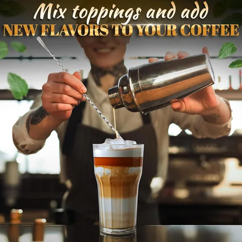 Vista 8 de Cuchara de bar para mezclar cócteles, 4 unidades, agitadores de cóctel de acero inoxidable de 12 pulgadas de largo con superficie pulida, ideal