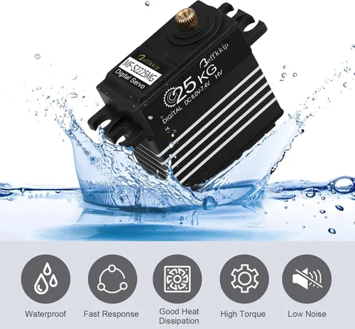 Vista 4 de Paquete de 55.1 lbs servomotor digital de alto par RC servo engranaje de metal completo impermeable con brazo servo 25T para RC Car Crawler Robot