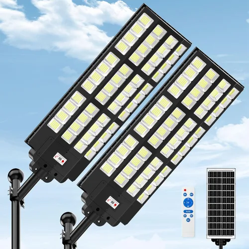 Vista 11 de Farolas solares grandes de 9000 W para exteriores, impermeables, luces solares de estacionamiento resistentes con control remoto y sensor