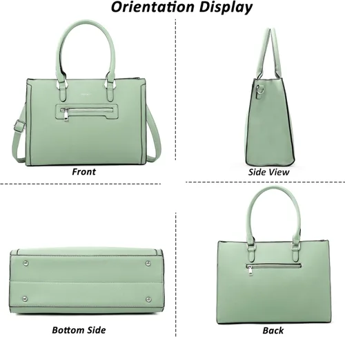 Vista 7 de TANTOMI Structured Satchel Purses for Women, Medium Vegan Leather Top Handle Handbag with Pockets, Classy Work Bag for Ladies