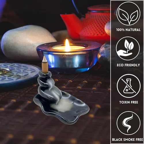 Vista 2 de SOUL STICKS Surtido de conos de incienso de reflujo para meditación, yoga y aromaterapia, 40 conos de reflujo premium, se adapta a todos