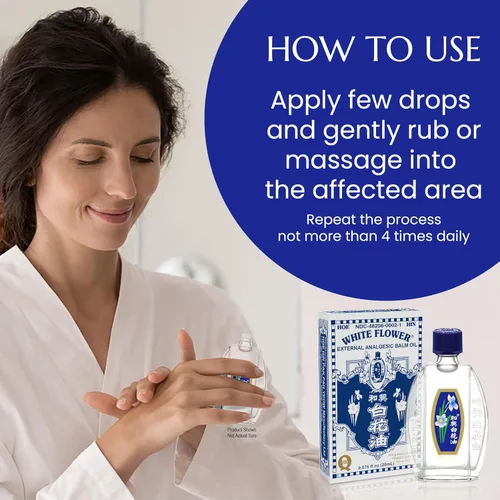 Vista 3 de White Flower Combo de aceite de bálsamo analgésico externo de 0.7 fl oz/0.676 onzas líquidas + 0.1 fl oz/0.085 onzas líquidas, articulaciones