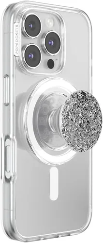 Vista 9 de PopSockets Agarre translúcido para teléfono con soporte expandible, PopSockets para teléfono, agarre adhesivo, PopGrip translúcido, plateado