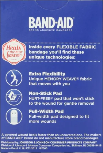 Vista 2 de BAND-AID - Vendas de tela flexible, tamaños surtidos 30 cada uno (paquete de 2)