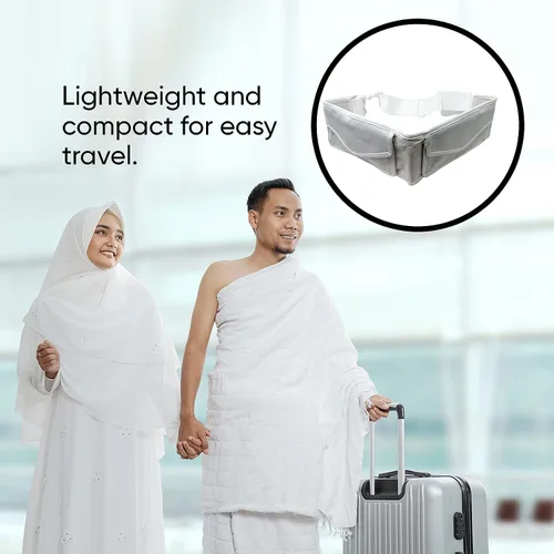 Vista 7 de Zenia Free-Size Adjustable Ihram Belt with Phone Holder Waist Belt Anti Theft for Hajj Umrah