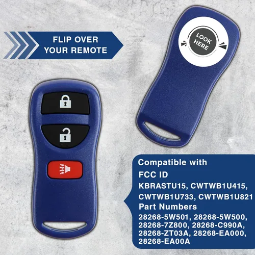Vista 4 de KeylessOption Llavero para 2002 2003 2004 2005 2006 2007 2008 2009 2010 2011 2012 2013 2014 2015 2016 2017 Nissan Titan Rogue Infiniti Remoto