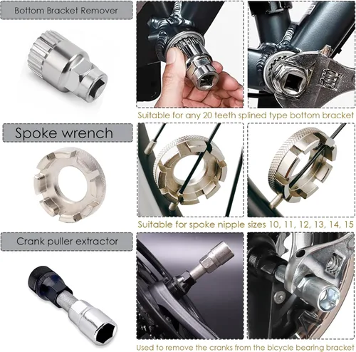 Vista 4 de Kit de herramientas para bicicleta, 8 herramientas profesionales de reparación de bicicletas para bicicleta de montaña con extractor de casetes 3
