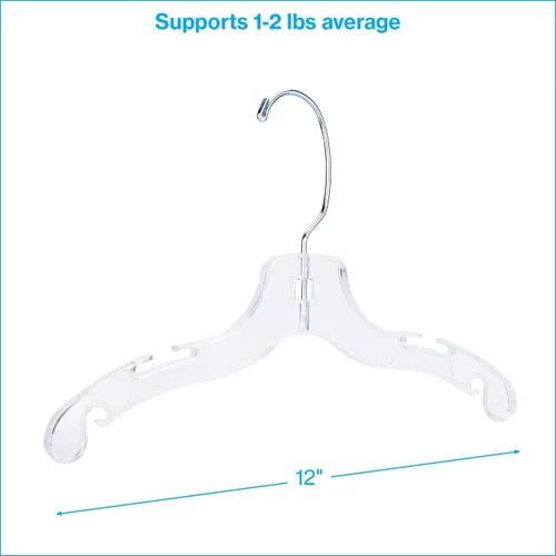 Vista 5 de SSWBasics Perchas de plástico para niños de 12 pulgadas – Caja de 100 – Perchas de plástico transparente con giro