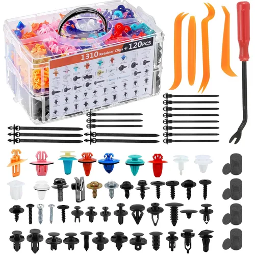Vista 11 de Kit de clips y sujetadores de retención para automóvil – 18 tamaños universales de clips de parachoques de nailon, remaches para guardabarros, clips