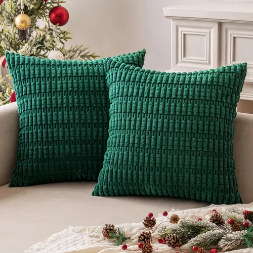 Vista 179 de MIULEE- Juego de 2 fundas de pana suave para cojín; diseño a rayas estilo bohemio, moderno, rural; decoración costera p/verano, hogar, sala de Azul