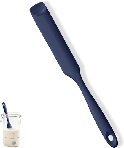 Vista 11 de U-Taste Espátula de silicona para frasco de masa madre: esparcidor de mermelada largo y delgado de grado alimentario, palo de agitación resistente