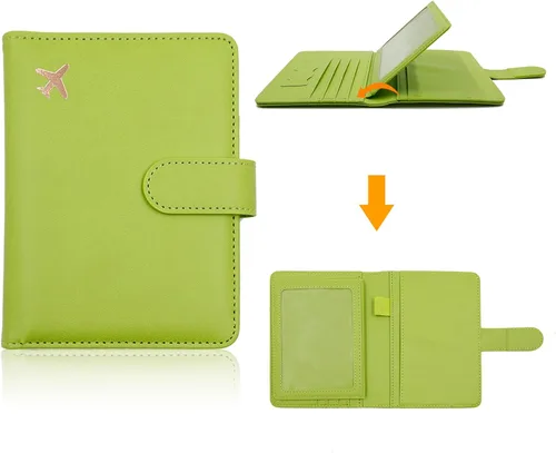 Vista 7 de Deziliao Combo de tarjetero para pasaporte y vacuna, soporte de cuero sintético con ranura para tarjeta de vacuna, cartera para pasaporte