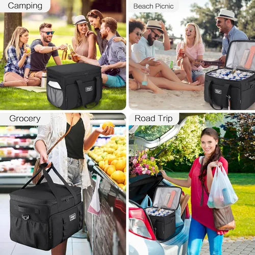 Vista 7 de SUNUP 48 Cans Soft Sided Insulated Cooler Bag, Collapsible Large Lightweight Ice Chest, Portable Leak-Proof Cooler for Travel, Camping, Beach