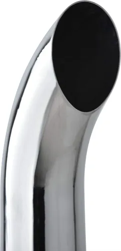 Vista 4 de Tubo de escape cromado de 5" de diámetro, 18" de longitud curvado, parte inferior acampanada con ranura