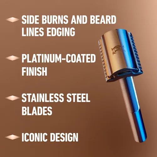 Vista 6 de King C. Gillette Maquinilla de afeitar de seguridad con mango cromado y 5 recambios de hoja de afeitar de seguridad de doble filo recubiertos