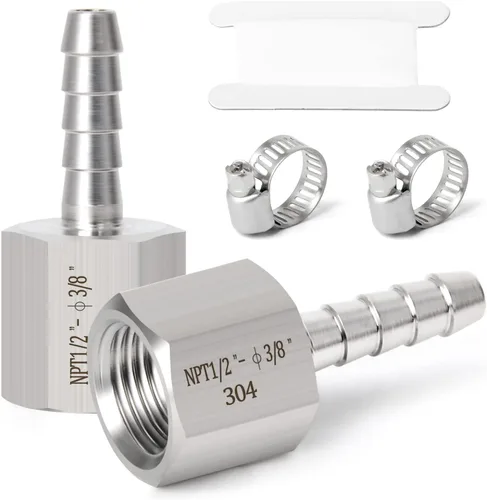 Vista 22 de TAISHER 1 PIEZA Accesorio de Manguera Codo de Acero Inoxidable 304 de 90 Grados - Púa de 1" x Púa de 1" para Combustible/Aire/Líquido/Gas con 2