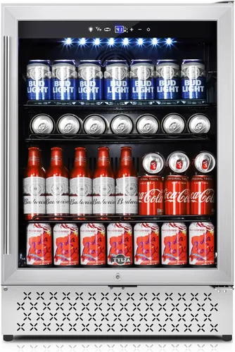Vista 39 de Tylza Refrigerador de vino de 8 botellas, bodega con puerta de vidrio templado de baja emisión, pantalla táctil LED, cerradura, sin escarcha, sin