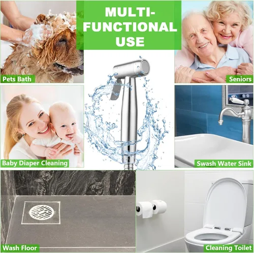 Vista 4 de Kit de spray de bidé de mano multifuncional, adecuado para lavado de mujeres, limpieza de pañales, lavado de bebés, ducha de mascotas, etc. - Fácil