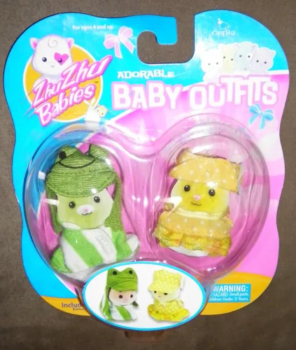 Zhu Zhu Babies adorable Baby Outfits 2 Pack Rana Amarillo Lunares