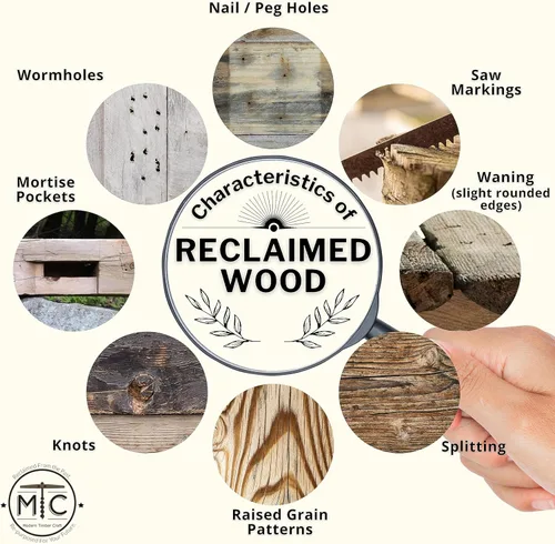 Vista 4 de Modern Timber Craft Ménsulas pequeñas decorativas de madera de granero reciclada de 3 x 5 x 5 pulgadas Juego de 2 mazones de madera de granja