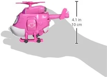 Vista 3 de Super Wings - Figura de acción de vehículo de avión transformable de 5 pulgadas, helicóptero rosa a robot, para niños y niñas de 3, 4, 5 años