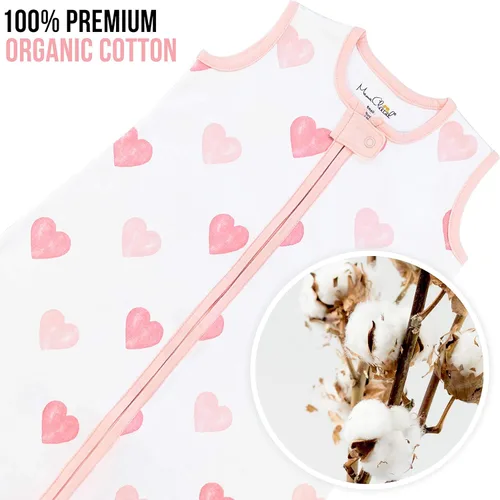 Vista 60 de Mama Cheetah Saco de dormir para bebé de 0.5 TOG, Manta portátil de algodón orgánico para bebé con cremallera bidireccional, Saco de dormir