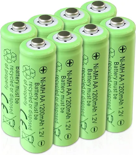 Batería recargable AA de 1200 mAh, NiMH, recarga hasta 1000 veces, precargada (8 unidades)