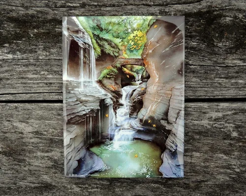 Vista 2 de Ceramic Decorative Tile, Watkins Glen State Park, Rainbow Falls, 6" x 8" Trivet Wall Art by Cheryl Chalmers