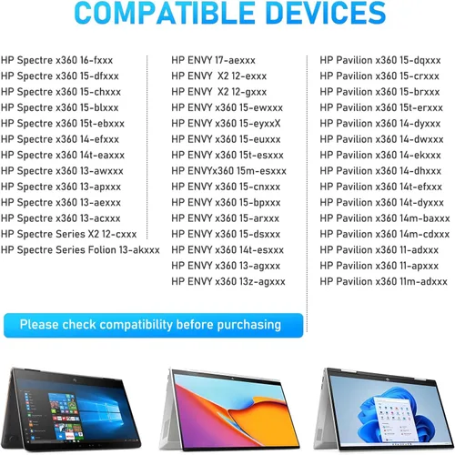 Vista 3 de Lápiz táctil para HP Envy X360 Pavilion X360 Spectre X360 Spectre X2 Envy X2 Recargable MPP 2.0 Lápiz táctil con inclinación activa con sensibilidad
