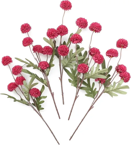 Vista 29 de Floroom 5 piezas Crisantemos de Seda Sintética Durazno Albaricoque Flores Artificiales, Pequeños Mini Crisantemos Falsos a Granel con Tallos