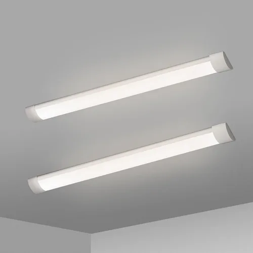 KILIPOL Luz LED de listón de 2 pies, luces de tubo LED delgadas montadas en superficie de techo, 20 W 4000 K blanco neutro para oficina, tienda, 2